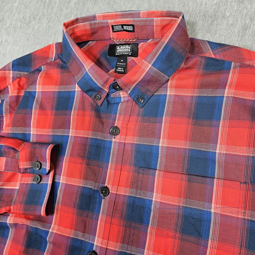 Alaskan Hardgear Shirt Mens XL Plaid Flannel Wool Blend Midnight Sun Untucked